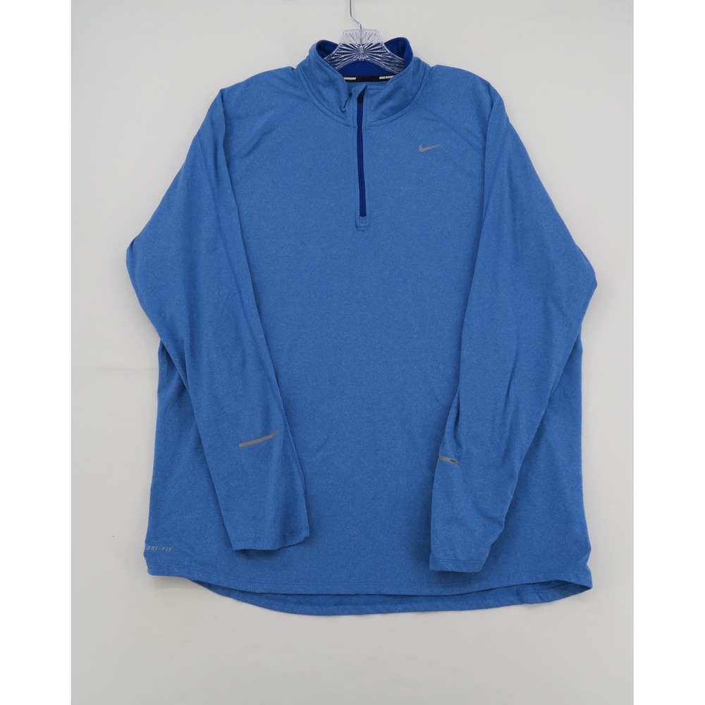 Nike Running Dri-FIT Quarter Zip Pullover Blue Heathered Mens XL Mesh Gussets
